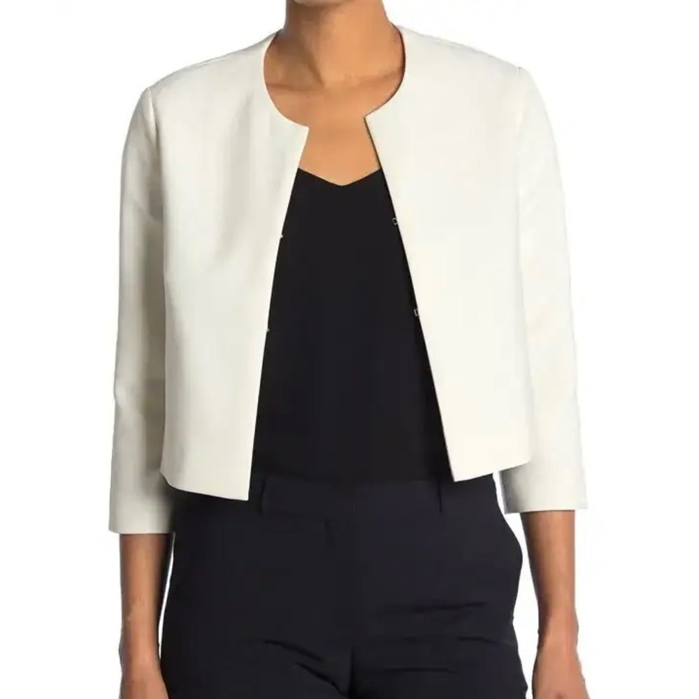Boss Jacket Jileky Colarless Short 3/4 Sleeves Ivory size 10